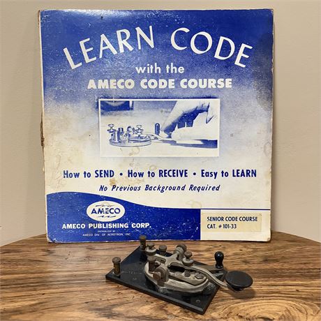 Telegraph Code Key w/ Morse Code Record