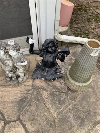 Plastic Yard Statuary - Children - Bird Bath Stand