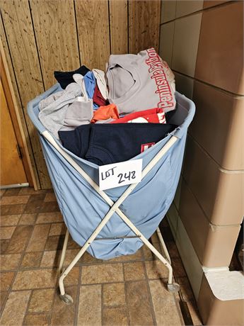 Folding Laundry Basket Filled with Men's T's/Baseball Shorts & More