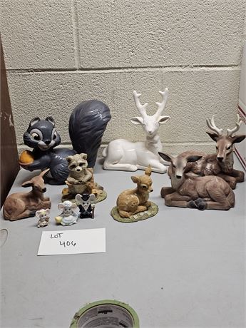 Mixed Figurine Lot: Deer / Mice & More