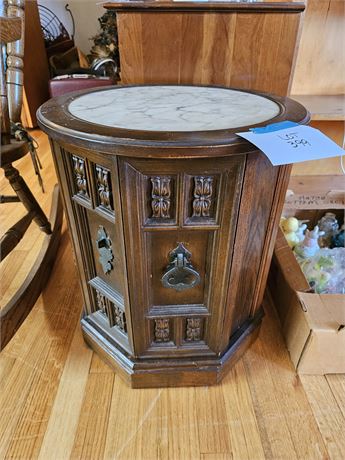 Marble Top-Wood End Table