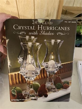 Crystal Hurricane Candleholders 24% Lead New In Box