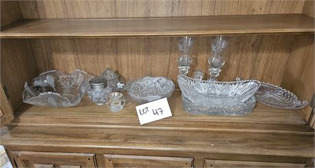 Mixed Crystal & Glass Lot- Westmoreland Large Centerpiece Fruit Bowl, APG Daisy