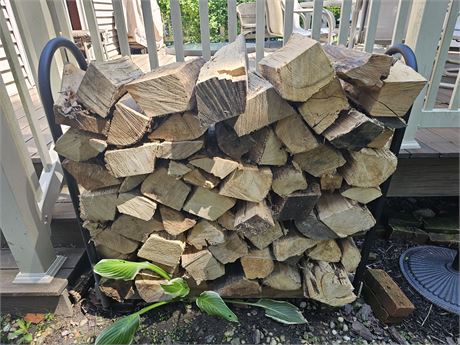 Wood Log Storage Rack with Wood