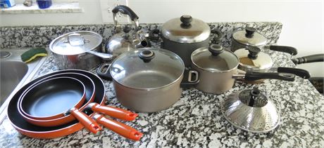 Pots, Pans: Farberware, Revere ware, All Clad