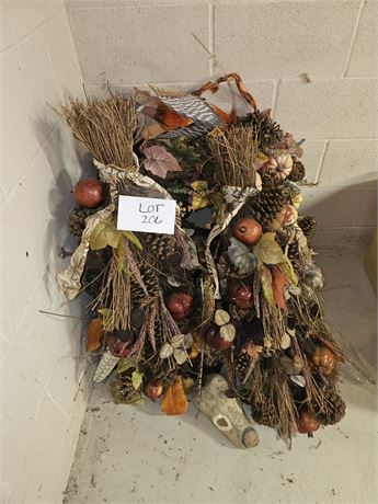 Large 30" Diameter Fall Wreath Pair & Matching Swags