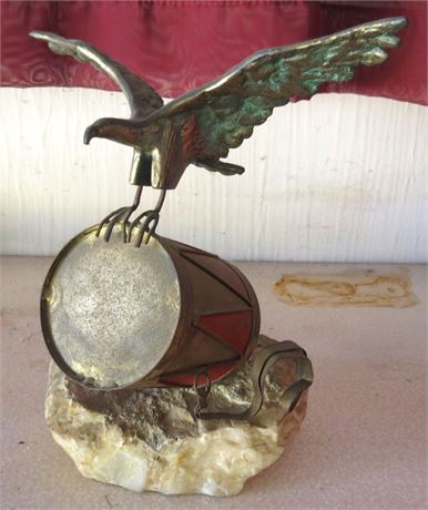 Brass Eagle On Drum Mounted on Stone