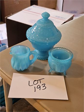 Degenhart Footed Toothpick, Creamer & Lidded Candy