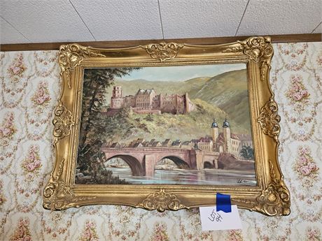 Signed Oil on Canvas "Castle" Painting