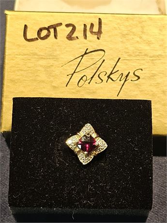 14k Purple Garnet & CZ Pendant 1.8 dwt