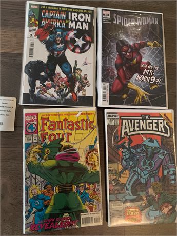 Vintage Marvel Comic Books Captain America, Iron Man, Spider Woman FF
