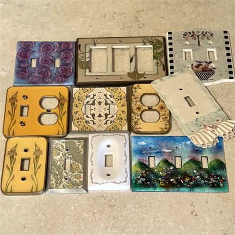 Grouping of Decorative Ceramic and Metal Switchplate Covers