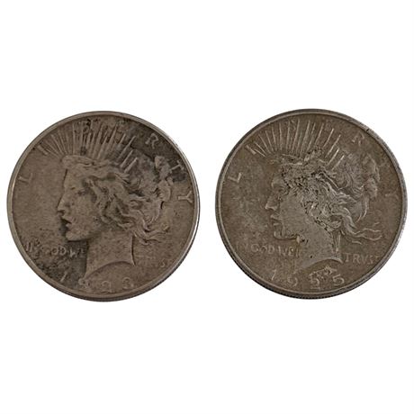 1923 & 1925 Peace Silver Dollars