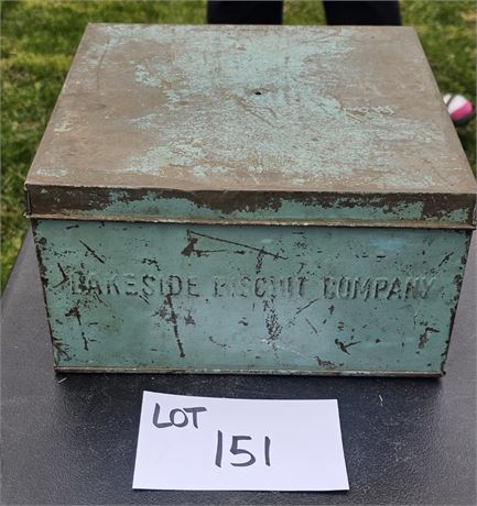 Antique Metal Lakeside Biscuit Company Cracker Box