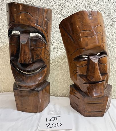 Hand Carved Wood Mask Sculptures