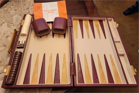 Vintage Faux Leather Backgammon Game