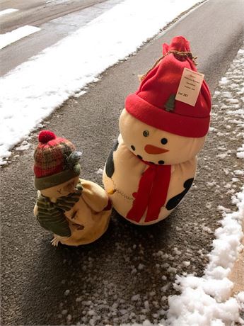 Plush Holiday Snowman Figurines - Lot of 2