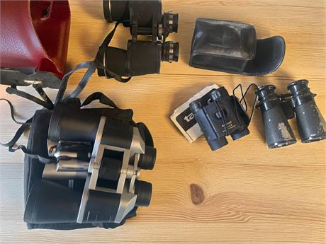 Tasco 7x25 Waterproof, 10x50 Binoculars, Jason Clipper Binoculars W/Case & More