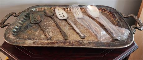 Silver Plated Tray & Utensils