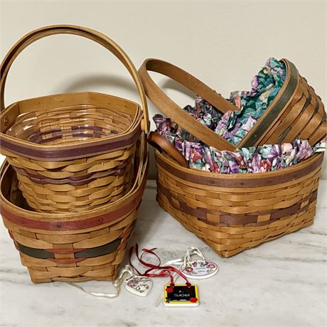 Longaberger Baskets Bundle and Tie-Ons