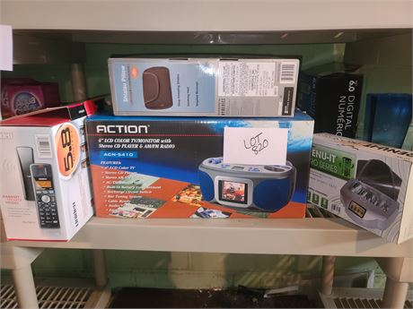 Action 4” TV Monitor Color, AM/FM CD Player in Box & More