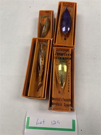 Johnson Spoon Lure Lot - Gold Minnow - Bucktail Spoon - Silver Purple Minnow