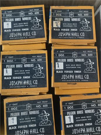 Joseph Hall Co 3-Inch Cast Iron House Number Lot