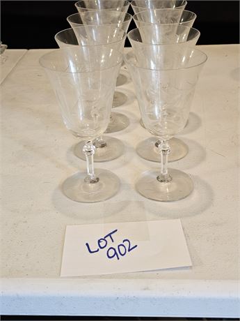 Vintage Etched Wine Glasses - Set of 12