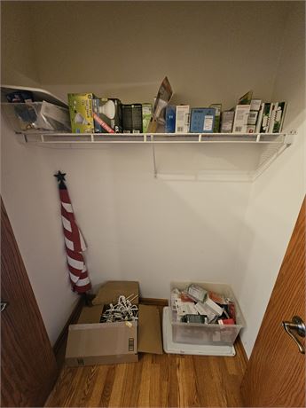 Hallway Closet Cleanout: Large Amount of Different Size Light Bulbs & More