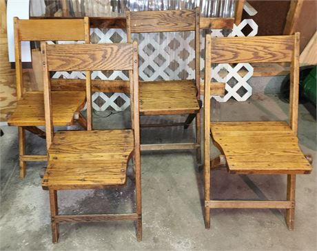 4 Wood Folding Chairs