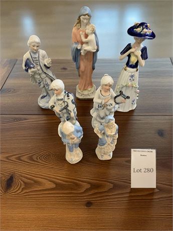 French Provincial and Mother Mary Figurine Lot