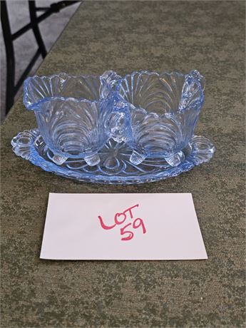 Cambridge Caprice Moonlight Blue Creamer & Sugar