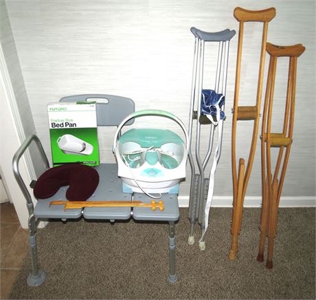 Crutches, Bath Chair, Foot Massager, etc