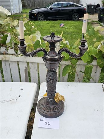 Double Candle Stick Lion Table Lamp