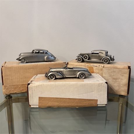 Danbury Mint PEWTER Classic American Motor Car Collection Lot of 3 w/ Boxes