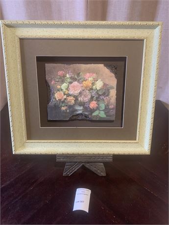 Framed Wall Art - Flowers Painted on Cork