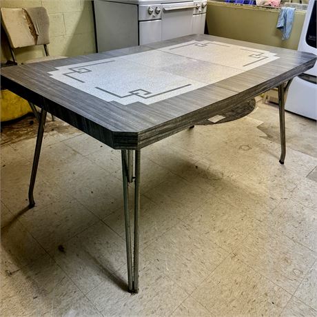 Mid-Century Laminate Top Dining Table w/ Single Leaf