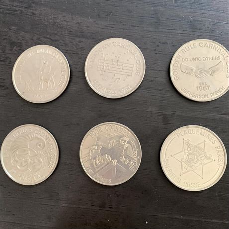 Mardi Gras  Doubloon Lot 1968 Harmony Carnival Club, 1967 Golden Rule Carn Club