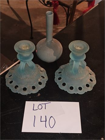 Westmoreland Doric Lace Blue Candle Sticks & More