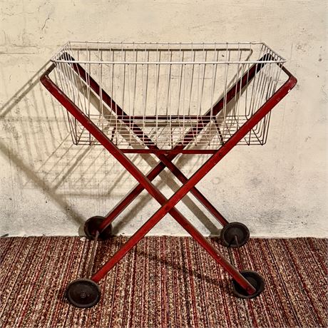 Retro Rolling Laundry/Storage Cart with Removable Basket