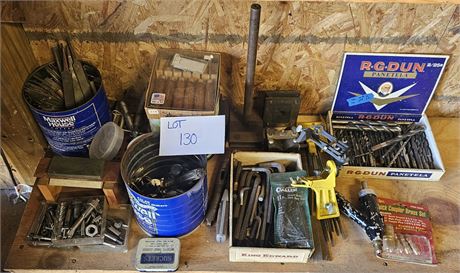 Shelf Cleanout- Central Scope, Chain Saw Sharpener, Files, Drill Bits, Allen W
