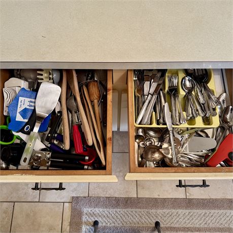 2-Drawer Kitchen Cleanout - Flatware and Mixed Kitchen Utensils