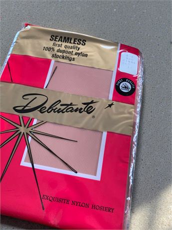 Vintage Debutante Seamless 100% DuPont Nylon Stockings In Cinna Glo Sz 11
