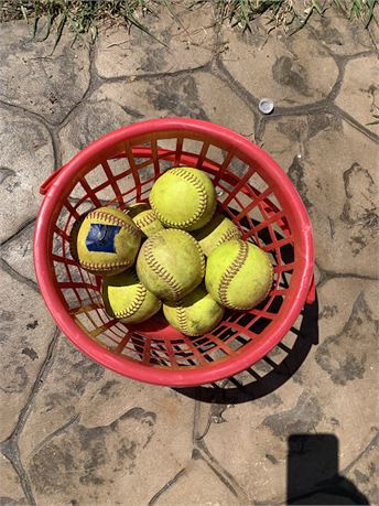 Basket Of Yellow Practice Softballs