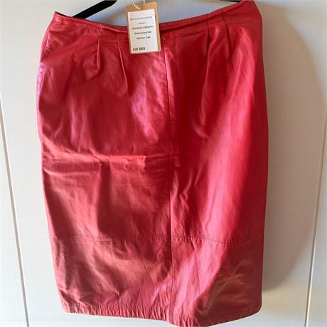 High Waisted Red Genuine Leather Pencil Skirt From Korea Size 14