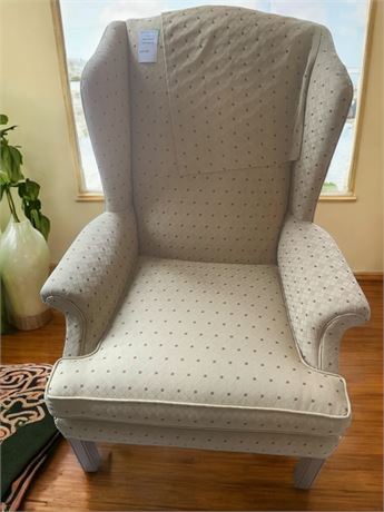 Queen Anne Style Jacquard Wing Back Sitting Chair