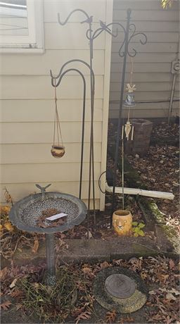 Mixed Lawn Hooks, Sun Dial, Bird Bath & More