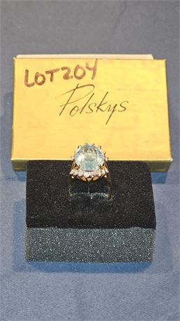 18k Blue Ice & CZ Cocktail Ring Sz 10 5.4 dwt