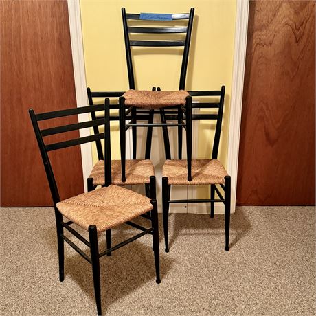 Set of 4 Ladder Back Cane Seat Chairs