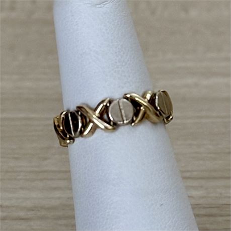 14k Gold Hugs and Kisses Ring, Vintage Made in Turkey - Size 5 - 1.84 gr